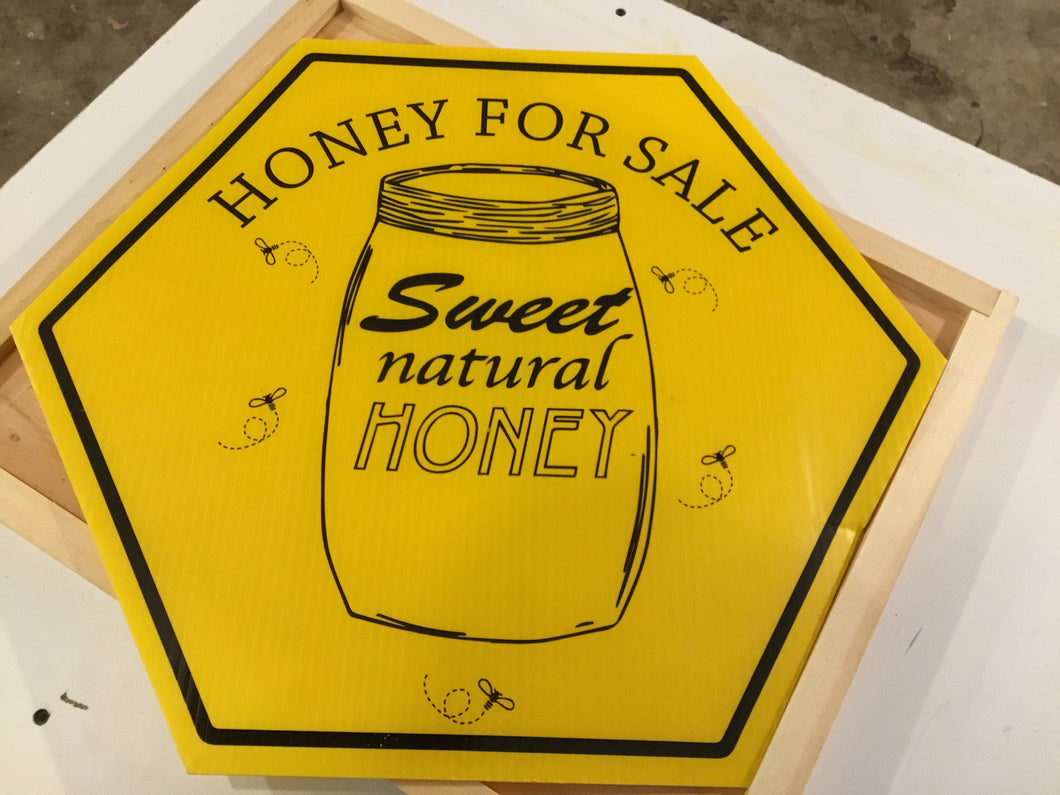 Honey for sale sign